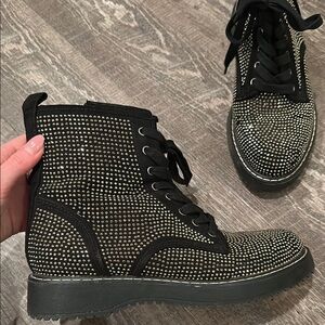 Studded Black Combat Boots Madden Girl